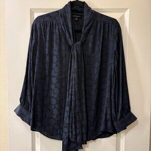 Banana Republic Navy and Black Floral Blouse, Medium